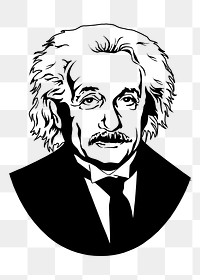 Albert Einstein png sticker, physicist portrait illustration on transparent background. Free public domain CC0 image.