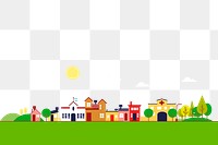 Small town border png sticker outdoors illustration, transparent background. Free public domain CC0 image.