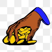 Grabbing coins png sticker hand gesture illustration, transparent background. Free public domain CC0 image.