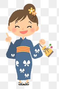 Japanese girl png sticker cartoon character illustration, transparent background. Free public domain CC0 image.
