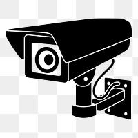 CCTV camera png silhouette sticker security illustration, transparent background. Free public domain CC0 image.