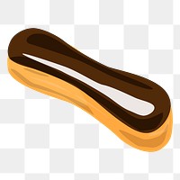 Eclair png sticker dessert illustration, transparent background. Free public domain CC0 image.