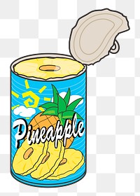 Canned pineapple png sticker food illustration, transparent background. Free public domain CC0 image.