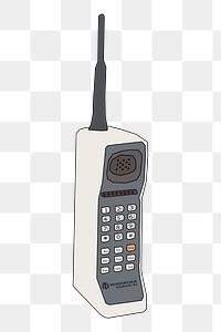 Retro brick cellphone png sticker retro device illustration, transparent background. Free public domain CC0 image.