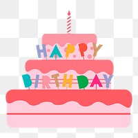 Birthday cake png sticker dessert illustration, transparent background. Free public domain CC0 image.