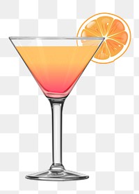 Tequila sunrise png sticker cocktail illustration, transparent background. Free public domain CC0 image.