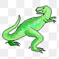 Pixel T-Rex png sticker extinction creature illustration, transparent background. Free public domain CC0 image.