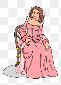 Victorian woman png sticker cartoon character illustration, transparent background. Free public domain CC0 image.