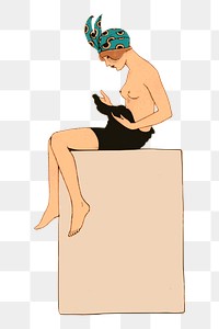 Naked woman png sticker cartoon character illustration, transparent background. Free public domain CC0 image.