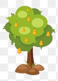 Pear tree png sticker agricultural illustration, transparent background. Free public domain CC0 image.