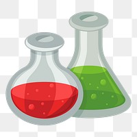 Laboratory flasks png sticker education illustration, transparent background. Free public domain CC0 image.