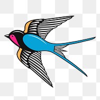 Swallow bird png sticker wild animal illustration, transparent background. Free public domain CC0 image.