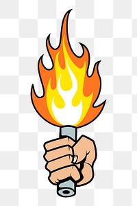 Holding torch png sticker hand gesture illustration, transparent background. Free public domain CC0 image.