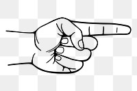 Pointing finger png sticker hand gesture illustration, transparent background. Free public domain CC0 image.