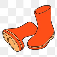 Orange gardening boots png sticker fashion illustration, transparent background. Free public domain CC0 image.