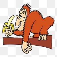 Monkey eating banana png sticker illustration, transparent background. Free public domain CC0 image.