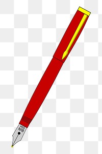 Red fountain pen png sticker stationery illustration, transparent background. 