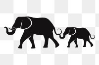 Elephants silhouette png sticker wild animal illustration, transparent background. Free public domain CC0 image.