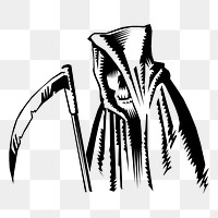 Grim Reaper png sticker Halloween illustration, transparent background. Free public domain CC0 image.