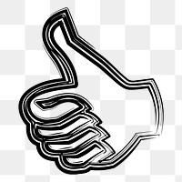 Thumbs up png sticker, black and white illustration, transparent background. Free public domain CC0 image.