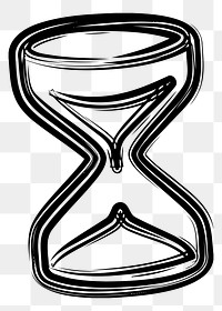 Hourglass png sticker, black and white illustration, transparent background. Free public domain CC0 image.