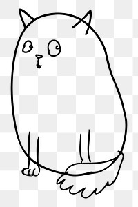 Cat cartoon  png sticker, black and white illustration, transparent background. Free public domain CC0 image.