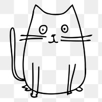 Cat cartoon  png sticker, black and white illustration, transparent background. Free public domain CC0 image.