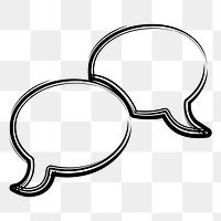 Speech bubble  png sticker, black and white illustration, transparent background. Free public domain CC0 image.