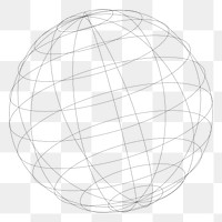 Globe grid png sticker, black and white illustration, transparent background. Free public domain CC0 image.