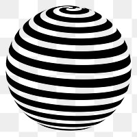 Abstract sphere png sticker, black and white illustration, transparent background. Free public domain CC0 image.