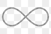 Infinity rope png sticker, black and white illustration, transparent background. Free public domain CC0 image.