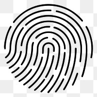 Fingerprint png sticker, black and white illustration, transparent background. Free public domain CC0 image.