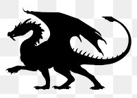 Png mythical dragon silhouette  sticker, transparent background. Free public domain CC0 image.