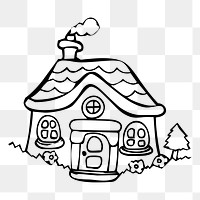 House cartoon png sticker, black and white illustration, transparent background. Free public domain CC0 image.