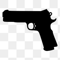 Handgun silhouette png sticker, weapon illustration, transparent background. Free public domain CC0 image.