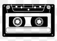 Cassette tape  png sticker, black and white illustration, transparent background. Free public domain CC0 image.