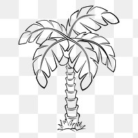 Palm tree png sticker, black and white illustration, transparent background. Free public domain CC0 image.