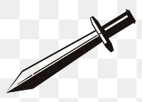 Sword png sticker, black and white illustration, transparent background. Free public domain CC0 image.