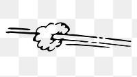 Png comic speed cloud sticker, black and white illustration, transparent background. Free public domain CC0 image.