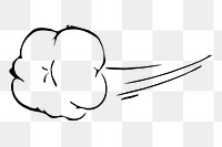 Png comic speed cloud sticker, black and white illustration, transparent background. Free public domain CC0 image.