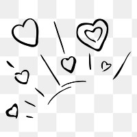 Png heart comic effect  sticker, black and white illustration, transparent background. Free public domain CC0 image.