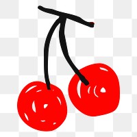 Cherries png sticker fruit illustration, transparent background. Free public domain CC0 image.