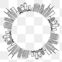 City round png frame  sticker, black and white illustration, transparent background. Free public domain CC0 image.