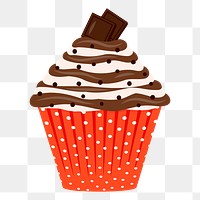 Chocolate cupcake png sticker, transparent background. Free public domain CC0 image.