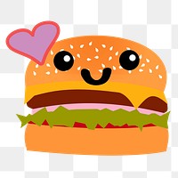 Cartoon hamburger  png sticker, transparent background. Free public domain CC0 image.