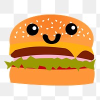 Cartoon hamburger  png sticker, transparent background. Free public domain CC0 image.