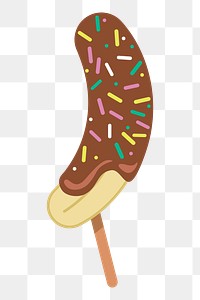 Png chocolate dipped banana pop sticker, transparent background. Free public domain CC0 image.