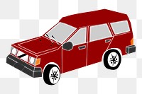 Red car png sticker, transparent background. 
