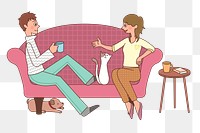 Couple cartoon png sticker, transparent background. Free public domain CC0 image.