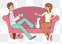 Couple cartoon png sticker, transparent background. Free public domain CC0 image.